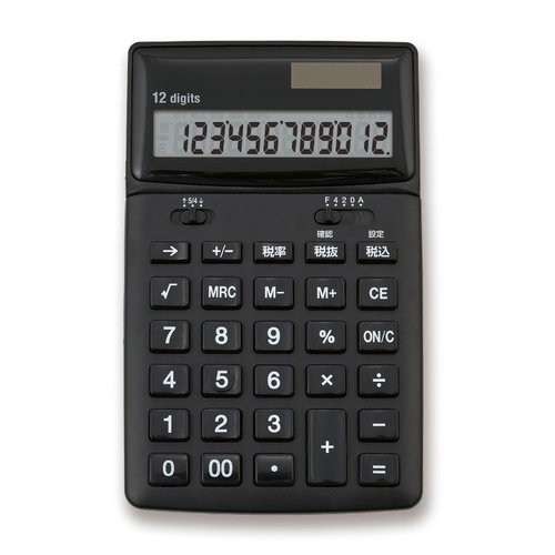 抗菌電卓 ブラック C1249BK アスカ [ケース販売]