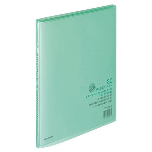 ｸﾘﾔｰﾌﾞｯｸ(ｷｬﾘｰｵｰﾙ) 固定式 A4ﾜｲﾄﾞ 20ﾎﾟｹｯﾄ 背幅11mm 緑 1ｾｯﾄ(10冊)画像