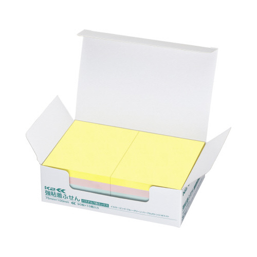 強粘着ふせん　Ｋ２　７５×１００パステル混色１０冊画像