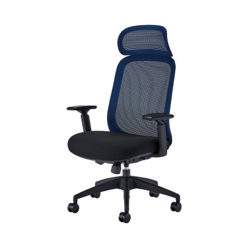 マイクチェア　肘付　ヘッド付き　ネイビー