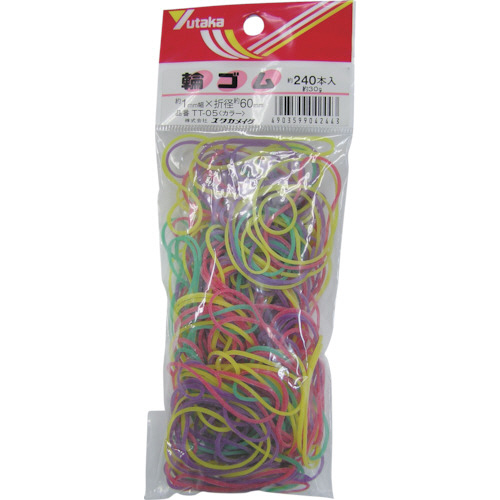 ｺﾞﾑ 輪ｺﾞﾑ 1mm×60mm 混色 1袋(240本)画像