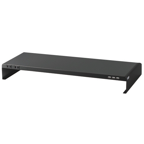 電源ﾀｯﾌﾟ+USBﾎﾟｰﾄ付机上ﾗｯｸ 幅600×奥行200×高さ80mm ﾌﾞﾗｯｸ 1台