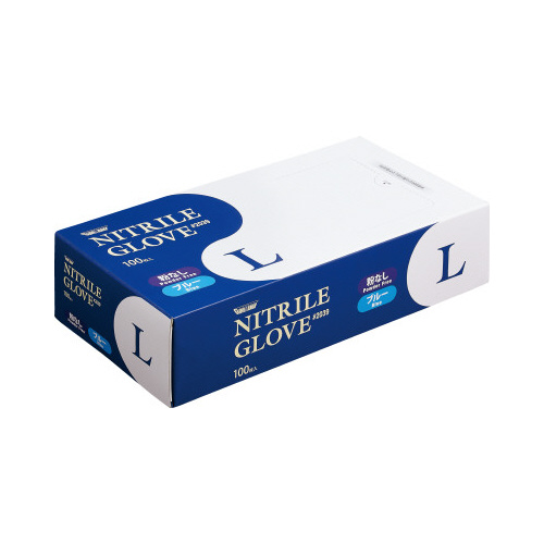 ニトリル手袋＃２０３９　粉無　Ｌ　青１００枚×１０画像