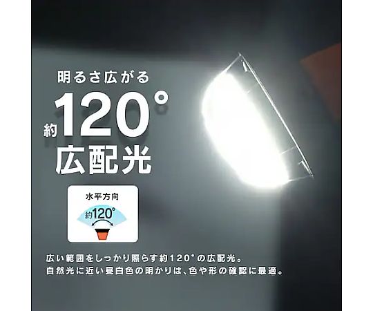 27W/口金E39 作業灯用LED球 商品が照明器具に装着され、明るい光を放っている状態
