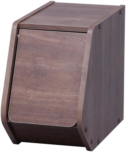 スタックボックス　扉付き　幅２０ｃｍ　ブラウン画像