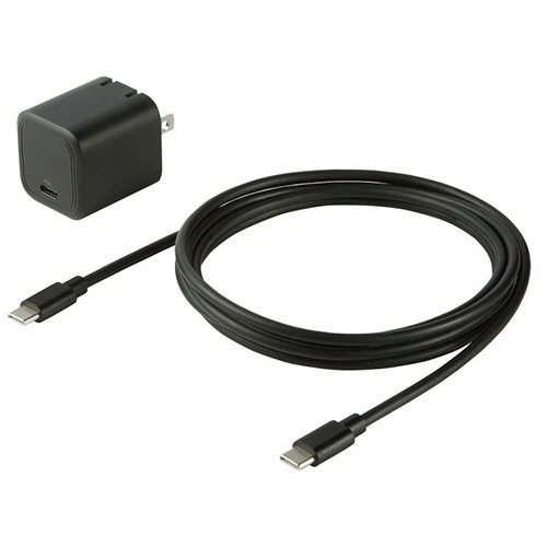 USB PD対応キューブ型AC充電器 Type-Cケーブル付属 45W ブラック 1個
