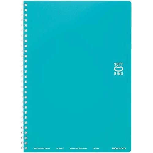 ソフトリングノートセミＢ５ドットＢ罫４０枚水色×５画像