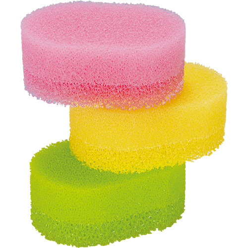 水切れの良いｽﾎﾟﾝｼﾞ ｶﾗﾌﾙ 3色組 1ﾊﾟｯｸ(3個:各色1個)画像