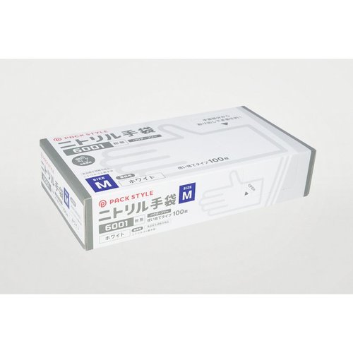 ニトリル手袋6001粉無 M 白 パックスタイル画像