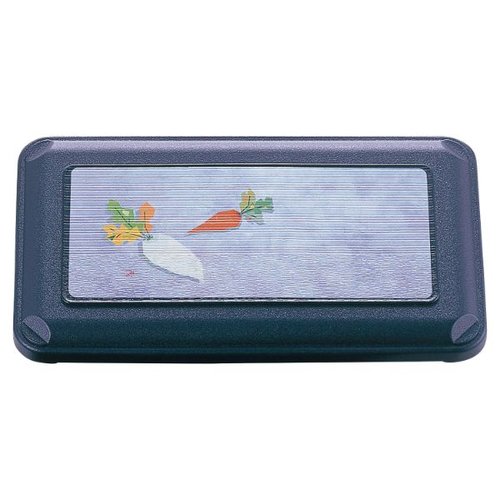 食器 BW-370 [本体]紺・内赤22 [蓋]紺・ダイコン タカギ産業 [ケース販売] 深い紺色の器と明るい赤の内側を持つ、フタ付きの食器がテーブルに置かれている。