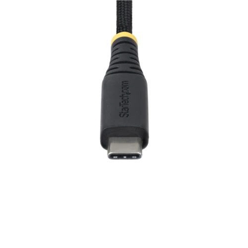 USB-Cケーブル　1m　オス・オス　ブラック　1本 滑らかな表面を持つ黒いケーブルが真上から見える状態