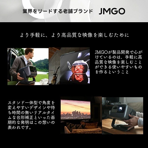 プロジェクターN1S　Pro　4K　ジンバルスタンド　2350ISOルーメン　1台 スリムなデザインのプロジェクターがスタンドに設置され、周囲が鮮やかな色彩で彩られている様子