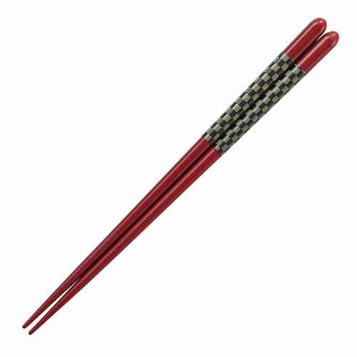 箸 20.5cm チェッカー 食洗機対応 木製 赤画像