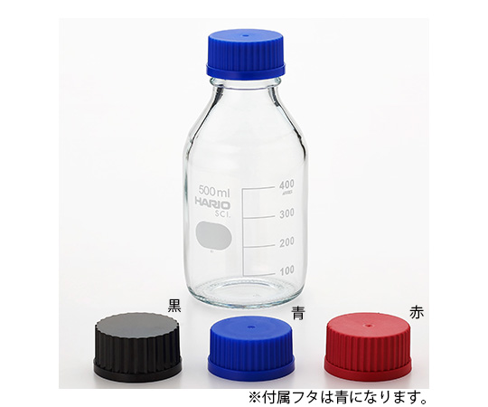 耐熱ねじ口瓶（液切リング付）　GL-45　500mL　10本入 透明な耐熱ねじ口瓶が整然と並び、液切リングが見える状態