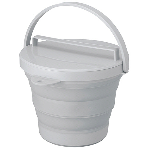 おりたためる ﾊﾞｹﾂ ﾌﾀ付き 8L ｸﾞﾚｰ 1個画像