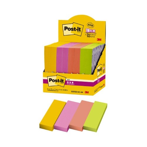 強粘着マルチカラー６　７５×２５　４色　２４冊画像