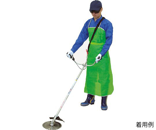 EARTH　MAN 斬丸草刈用　ワンタッチメッシュエプロン メッシュ素材が特徴的なエプロンが前面に広がる様子