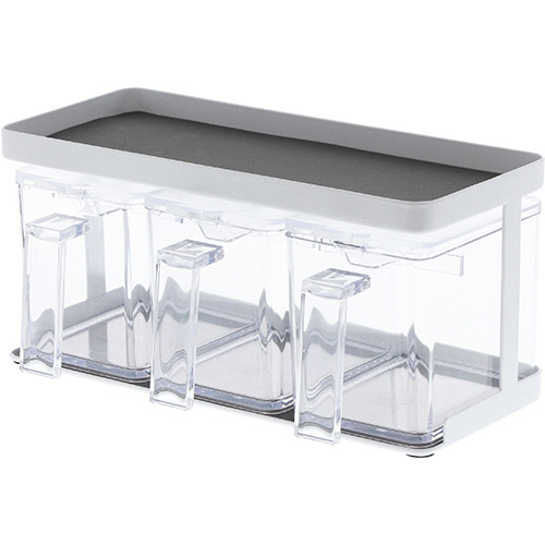 調味料ｽﾄｯｶｰ&ﾗｯｸ ﾀﾜｰ (調味料ｽﾄｯｶｰL3個ｾｯﾄ) ﾎﾜｲﾄ 1台