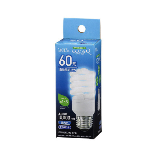 電球形蛍光灯　スパイラル形　Ｅ２６　６０形　昼光色