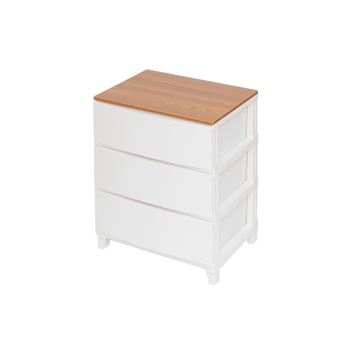 チェスト ルームスシェード木天板 3段 ホワイト画像