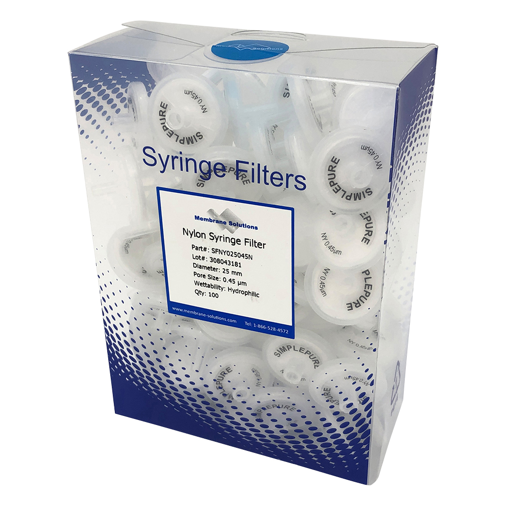 シリンジフィルター（親水性）ナイロン φ25mm/φ0.45μm 1箱（100個入）画像
