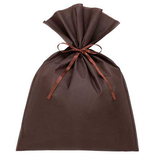 ソフトバッグベーシック2穴リボン巾着 S9 厚 ダークブラウン画像