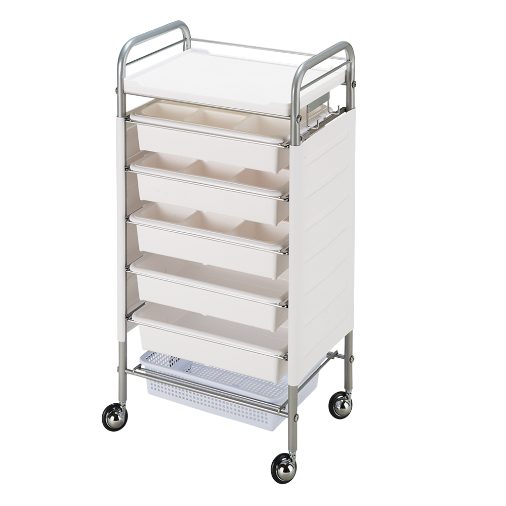 仕切り付収納ワゴン（C265） ホワイト画像