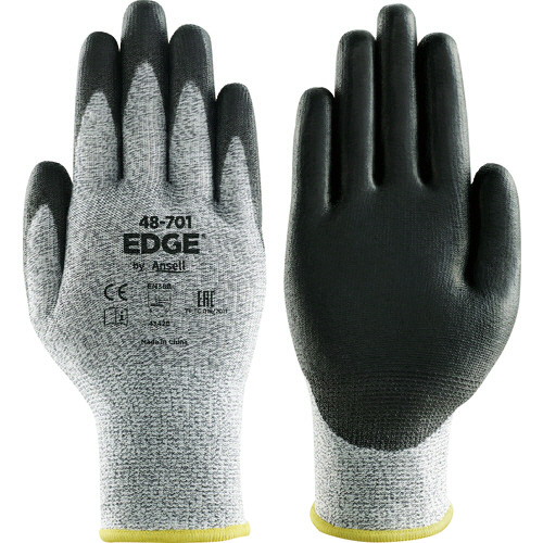 耐切創手袋 ｴｯｼﾞ 48-701 Mｻｲｽﾞ ｸﾞﾚｰ/ﾌﾞﾗｯｸ 1双画像