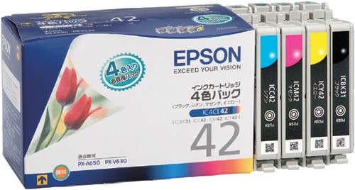純正インク　ＩＣ４ＣＬ４２　（４色入）×２画像