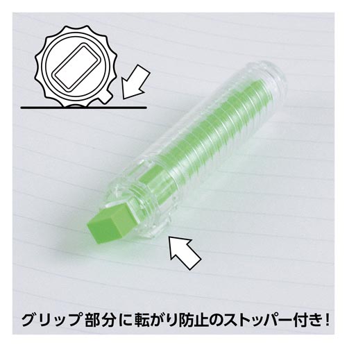 繰り出し式消しゴム レーダーTW ピンク ピンク色のボディを持つ、前面にキャップが付いた繰り出し式デザインの消しゴム