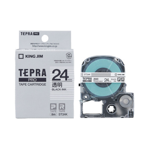 テプラ　ＰＲＯテープ　透明ラベル　２４ｍｍ　黒文字画像