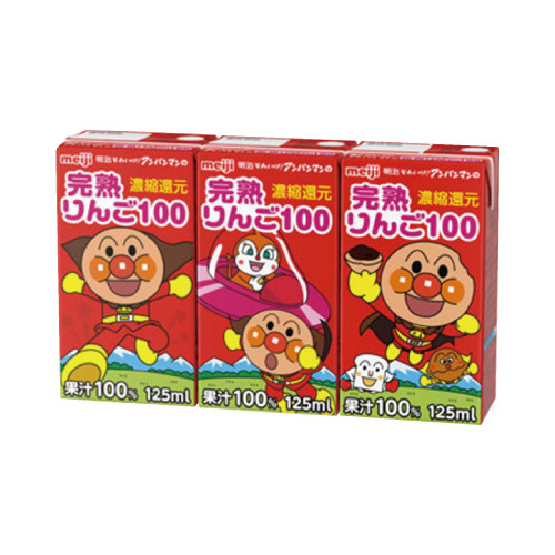 アンパンマンの完熟りんご１００　１２５ｍｌ　３６本