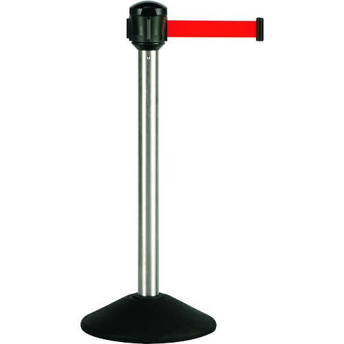 テラモト　ベルトパーテーション　ＡＷ屋外対応　ナイロンベルト３．６ｍ　ヘアライン　赤画像