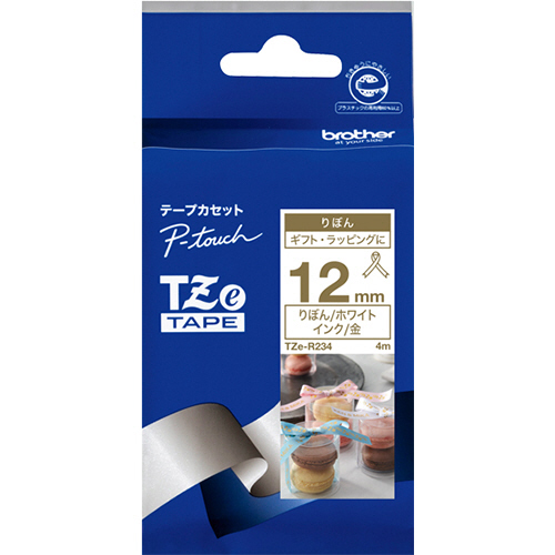 ﾋﾟｰﾀｯﾁ TZeﾃｰﾌﾟ ﾘﾎﾞﾝﾃｰﾌﾟ 12mm ﾎﾜｲﾄ/金文字 1個