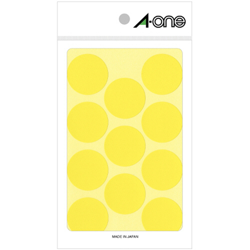 ｶﾗｰﾗﾍﾞﾙ 丸型 直径30mm 黄 1ﾊﾟｯｸ(154片:11片×14ｼｰﾄ)画像