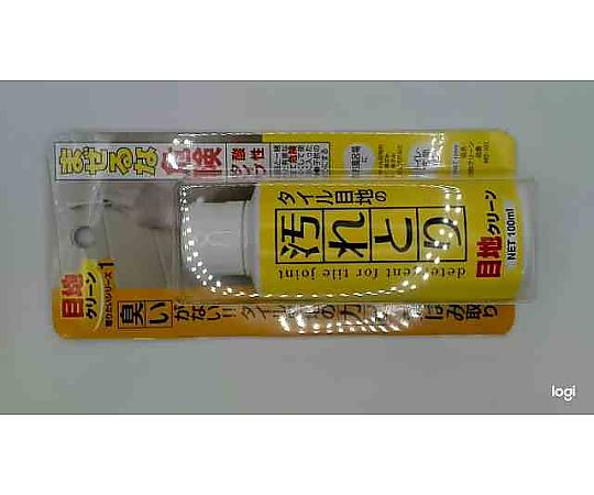 タイル目地の汚れ取り　目地クリーン　100mL パッケージの側面が正面を向いており、ラベルには成分と使用方法が明記されている状態。