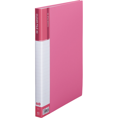 ｸﾘﾔｰﾌｧｲﾙ(台紙入) A4ﾀﾃ 40ﾎﾟｹｯﾄ 背幅23mm ﾋﾟﾝｸ 1ｾｯﾄ(8冊)画像