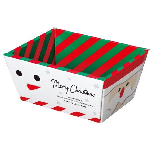 ギフト箱 20-1955 クリスマスバスケットS ヤマニパッケージ クリスマスの装飾が施されたバスケットの斜め上からの視点