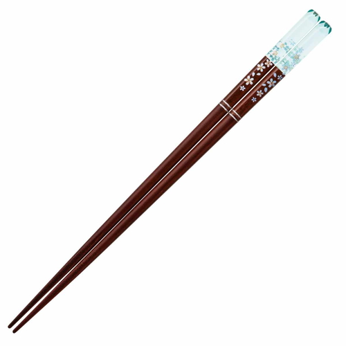 箸 23.5cm アクリア 桜色 木製 天然木 ライトブルー画像