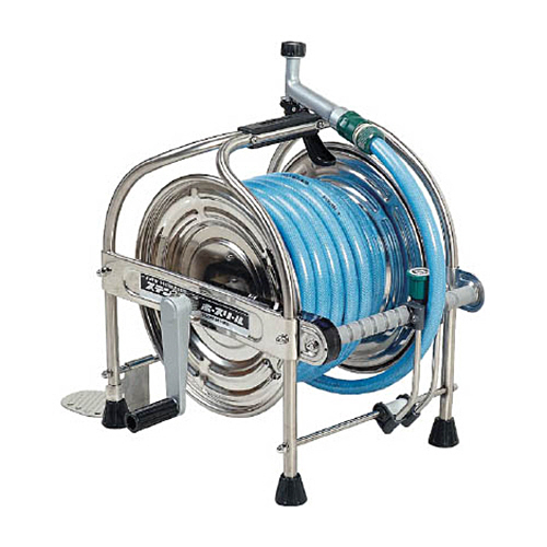 ｽﾃﾝﾚｽ(SUS304)ﾎｰｽﾘｰﾙ 20m耐圧ﾎｰｽ ﾚﾊﾞｰﾉｽﾞﾙ付 1台画像