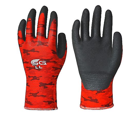 ニトリルゴム背抜き手袋 迷彩レッド LL画像