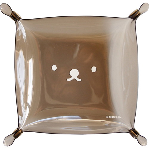 マルチトレイ　miffy　PVCトレイ　シカク　カオダケボリス　顔だけボリス 顔だけのキャラクターが中央に配置され、カラフルな背景が特徴的なトレイ。