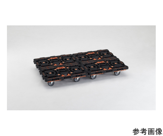 連結式樹脂製平台車 ビートル 700X450 自在5輪 自立した状態でカートに積まれた樹脂製の平台車