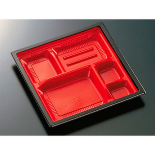 中央化学 弁当容器 CT WF-23B-27赤黒-BK 本体画像