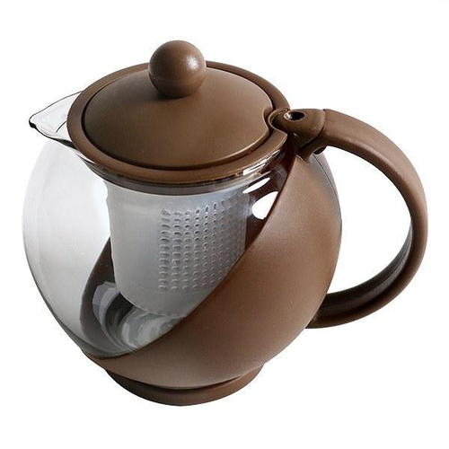 ティーポット 750ml COLORED 茶こし付き ガラス製 急須 ブラウン画像