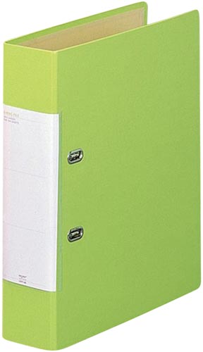 Ｄ型リングファイルくるみ貼りＡ４　背幅６９ｍｍ黄緑