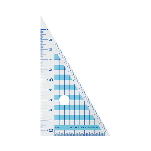 三角定規再生ＰＥＴ樹脂製１０ｃｍ目盛り画像