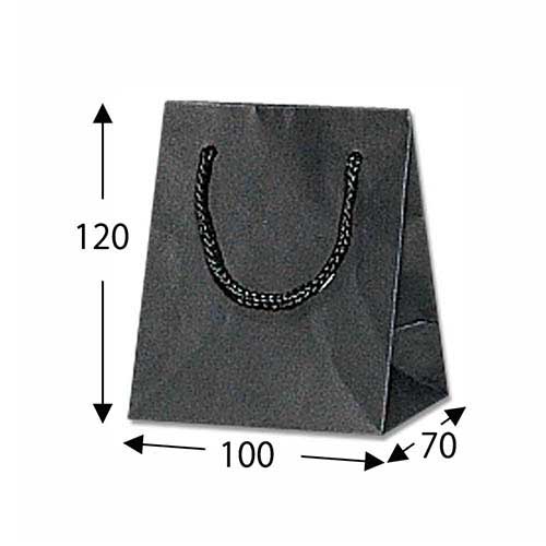 おしゃれなストライプエンボス加工で、黒の手提げ紙袋