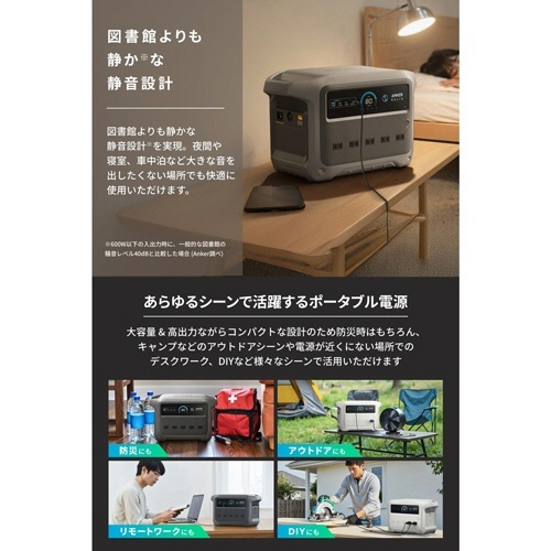 ポータブル電源 ANKER Solix C1000 Gen2 1024Wh ダークグレー 1台 シンプルなデザインの外観が正面から見える状態