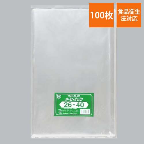 福助工業 テープ無 OPP袋 オーピーパック テープなし 26-40 100枚入画像